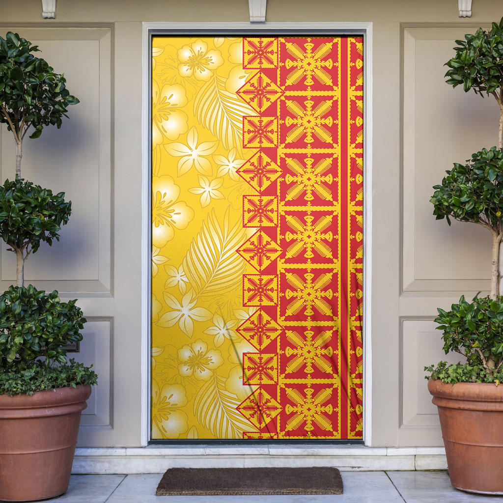 Kahili Quilt Hawaii Door Cover Tropical Flower Seamless Half Style LT14 Yellow - Polynesian Pride