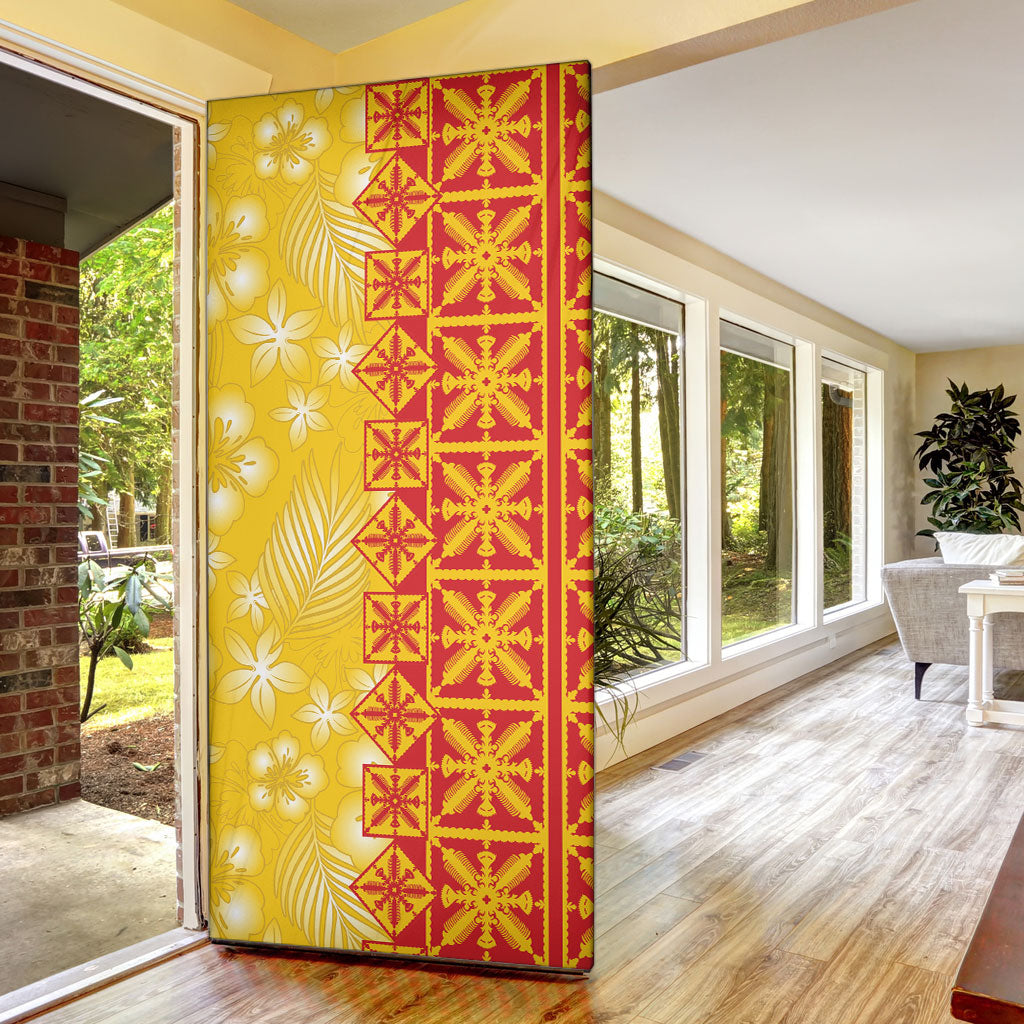 Kahili Quilt Hawaii Door Cover Tropical Flower Seamless Half Style