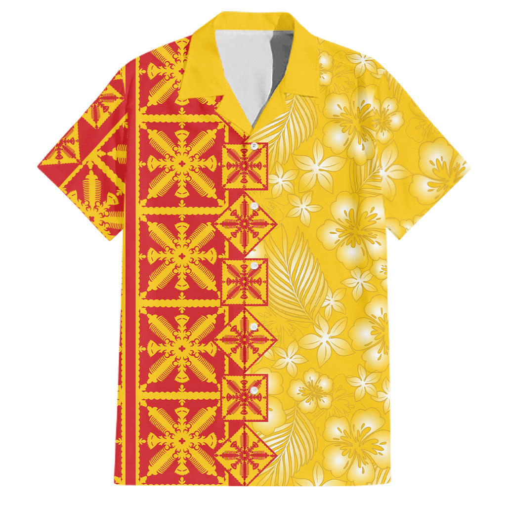 Kahili Quilt Hawaii Family Matching Mermaid Dress and Hawaiian Shirt Tropical Flower Seamless Half Style