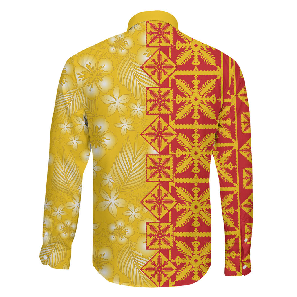 Kahili Quilt Hawaii Family Matching Off The Shoulder Long Sleeve Dress and Hawaiian Shirt Tropical Flower Seamless Half Style