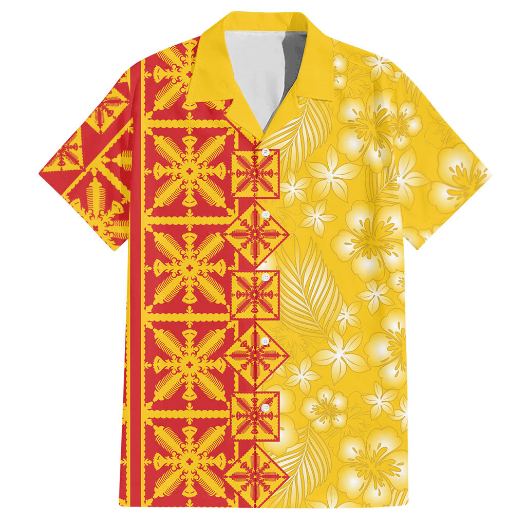 Kahili Quilt Hawaii Hawaiian Shirt Tropical Flower Seamless Half Style
