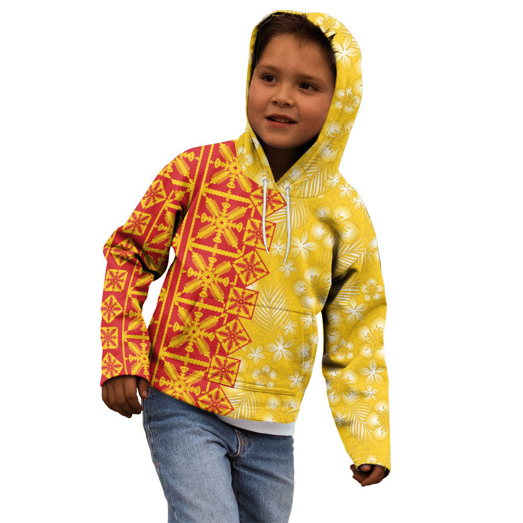 Kahili Quilt Hawaii Kid Hoodie Tropical Flower Seamless Half Style