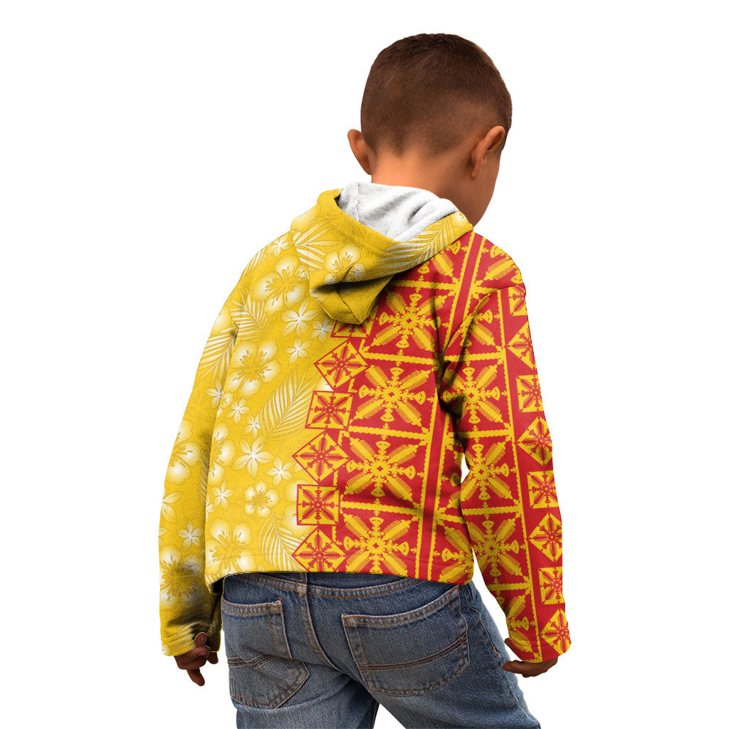 Kahili Quilt Hawaii Kid Hoodie Tropical Flower Seamless Half Style