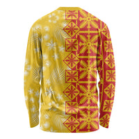 Kahili Quilt Hawaii Long Sleeve Shirt Tropical Flower Seamless Half Style