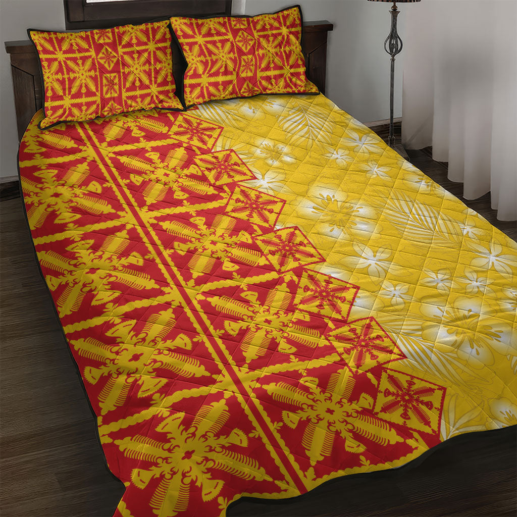 Kahili Quilt Hawaii Quilt Bed Set Tropical Flower Seamless Half Style LT14 Yellow - Polynesian Pride