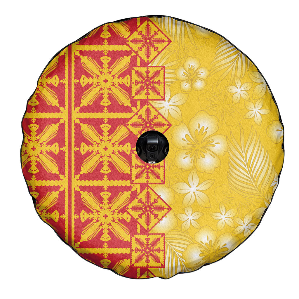 Kahili Quilt Hawaii Spare Tire Cover Tropical Flower Seamless Half Style