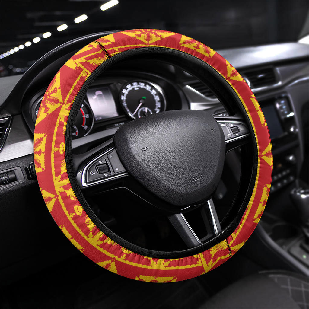 Kahili Quilt Hawaii Steering Wheel Cover Tropical Flower Seamless Half Style LT14 Universal Fit Yellow - Polynesian Pride