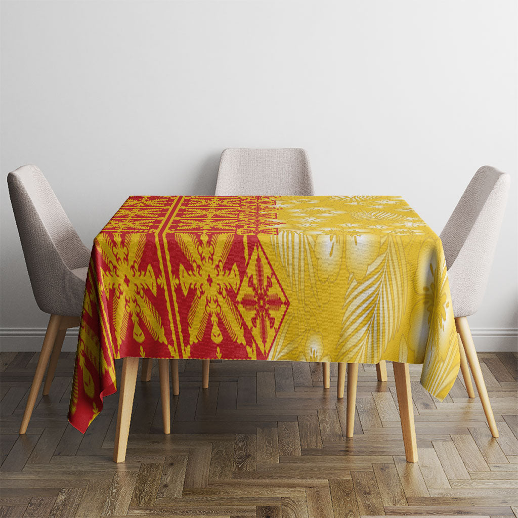 Kahili Quilt Hawaii Tablecloth Tropical Flower Seamless Half Style