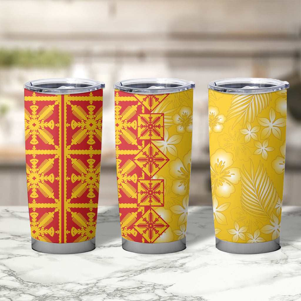 Kahili Quilt Hawaii Tumbler Cup Tropical Flower Seamless Half Style