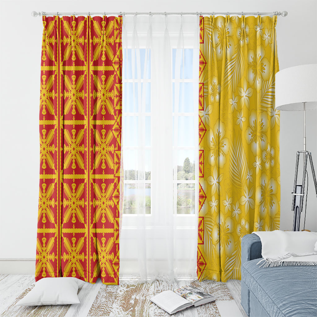 Kahili Quilt Hawaii Window Curtain Tropical Flower Seamless Half Style