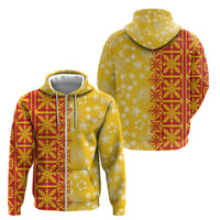 Kahili Quilt Hawaii Zip Hoodie Tropical Flower Seamless Half Style