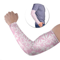 Pastel Pink Kahili Quilt Hawaii Arm Sleeves Tropical Flower Seamless Half Style