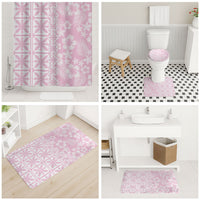 Pastel Pink Kahili Quilt Hawaii Bathroom Set Tropical Flower Seamless Half Style