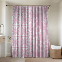 Pastel Pink Kahili Quilt Hawaii Bathroom Set Tropical Flower Seamless Half Style
