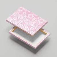 Pastel Pink Kahili Quilt Hawaii Canvas Wall Art Tropical Flower Seamless Half Style