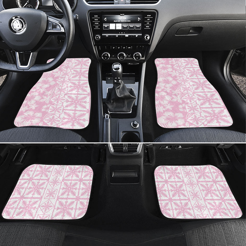 Pastel Pink Kahili Quilt Hawaii Car Mats Tropical Flower Seamless Half Style