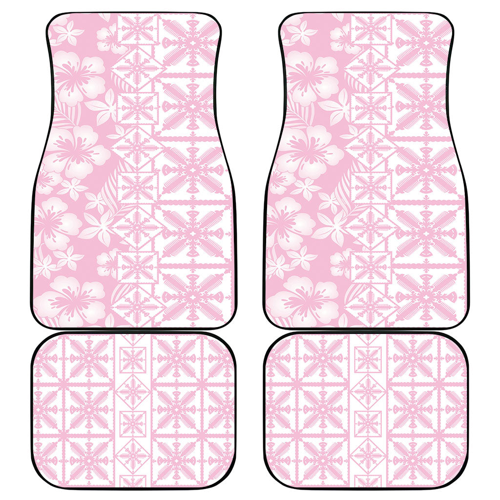Pastel Pink Kahili Quilt Hawaii Car Mats Tropical Flower Seamless Half Style