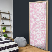 Pastel Pink Kahili Quilt Hawaii Door Cover Tropical Flower Seamless Half Style