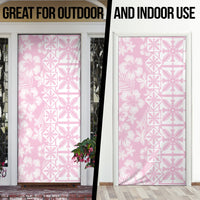 Pastel Pink Kahili Quilt Hawaii Door Cover Tropical Flower Seamless Half Style