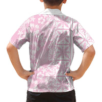 Pastel Pink Kahili Quilt Hawaii Family Matching Tank Maxi Dress and Hawaiian Shirt Tropical Flower Seamless Half Style