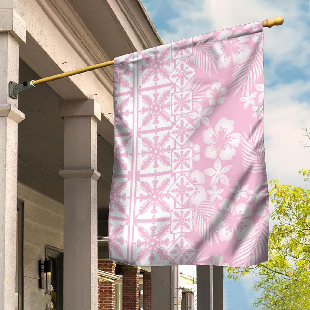 Pastel Pink Kahili Quilt Hawaii Garden Flag Tropical Flower Seamless Half Style LT14 House Flag Pink - Polynesian Pride