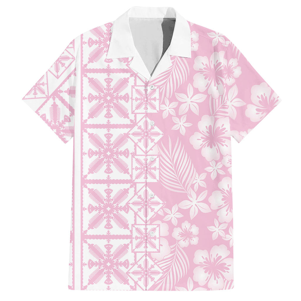 Pastel Pink Kahili Quilt Hawaii Hawaiian Shirt Tropical Flower Seamless Half Style LT14 Pink - Polynesian Pride