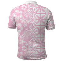 Pastel Pink Kahili Quilt Hawaii Polo Shirt Tropical Flower Seamless Half Style