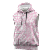 Pastel Pink Kahili Quilt Hawaii Sleeveless Hoodie Tropical Flower Seamless Half Style