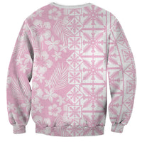 Pastel Pink Kahili Quilt Hawaii Sweatshirt Tropical Flower Seamless Half Style
