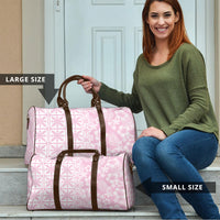 Pastel Pink Kahili Quilt Hawaii Travel Bag Tropical Flower Seamless Half Style