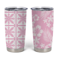 Pastel Pink Kahili Quilt Hawaii Tumbler Cup Tropical Flower Seamless Half Style