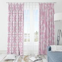 Pastel Pink Kahili Quilt Hawaii Window Curtain Tropical Flower Seamless Half Style