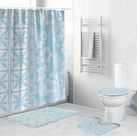 Pastel Blue Kahili Quilt Hawaii Bathroom Set Tropical Flower Seamless Half Style
