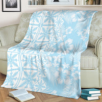 Pastel Blue Kahili Quilt Hawaii Blanket Tropical Flower Seamless Half Style