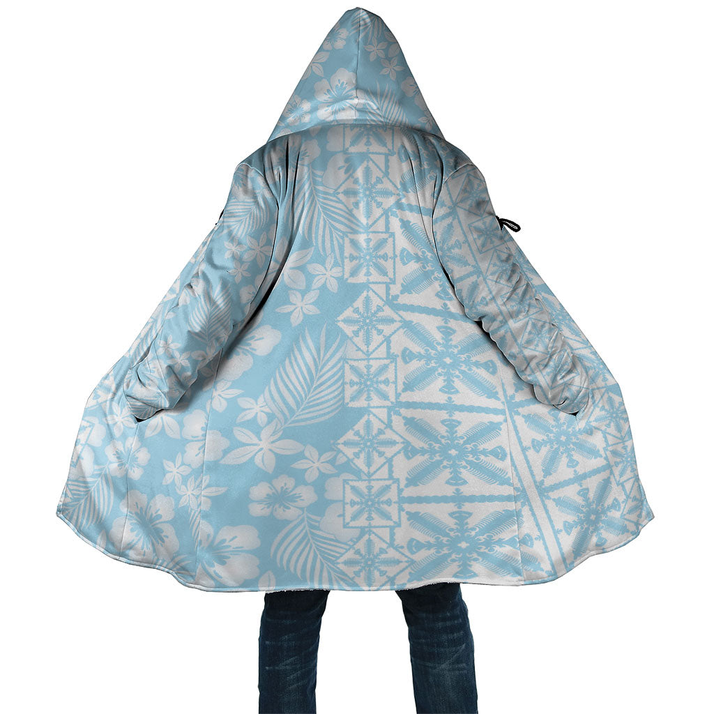 Pastel Blue Kahili Quilt Hawaii Cloak Tropical Flower Seamless Half Style LT14 Unisex Blue - Polynesian Pride