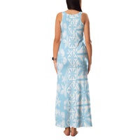 Pastel Blue Kahili Quilt Hawaii Family Matching Tank Maxi Dress and Hawaiian Shirt Tropical Flower Seamless Half Style