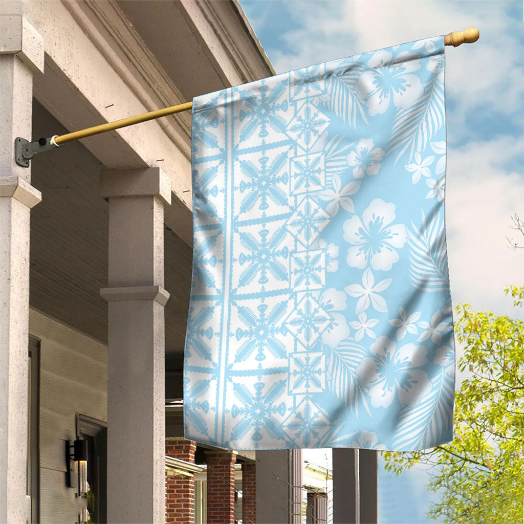 Pastel Blue Kahili Quilt Hawaii Garden Flag Tropical Flower Seamless Half Style