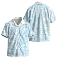 Pastel Blue Kahili Quilt Hawaii Kid Hawaiian Shirt Tropical Flower Seamless Half Style LT14 - Polynesian Pride