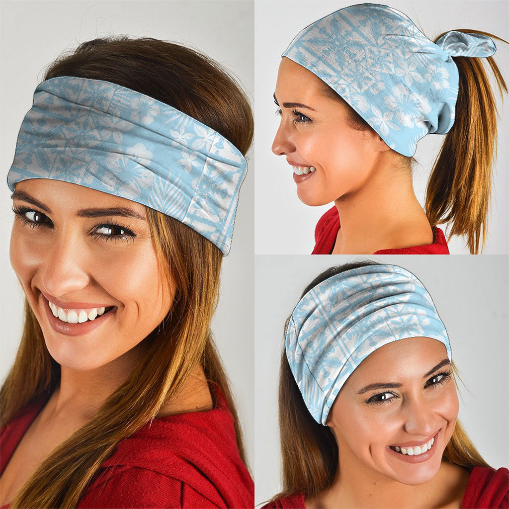 Pastel Blue Kahili Quilt Hawaii Neck Gaiter Tropical Flower Seamless Half Style