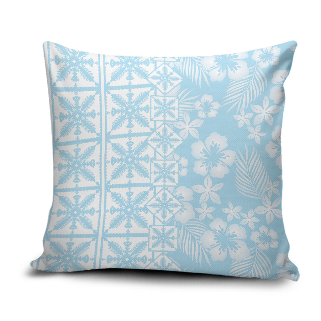 Pastel Blue Kahili Quilt Hawaii Pillow Cover Tropical Flower Seamless Half Style LT14 Blue - Polynesian Pride