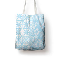 Pastel Blue Kahili Quilt Hawaii Tote Bag Tropical Flower Seamless Half Style