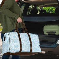 Pastel Blue Kahili Quilt Hawaii Travel Bag Tropical Flower Seamless Half Style