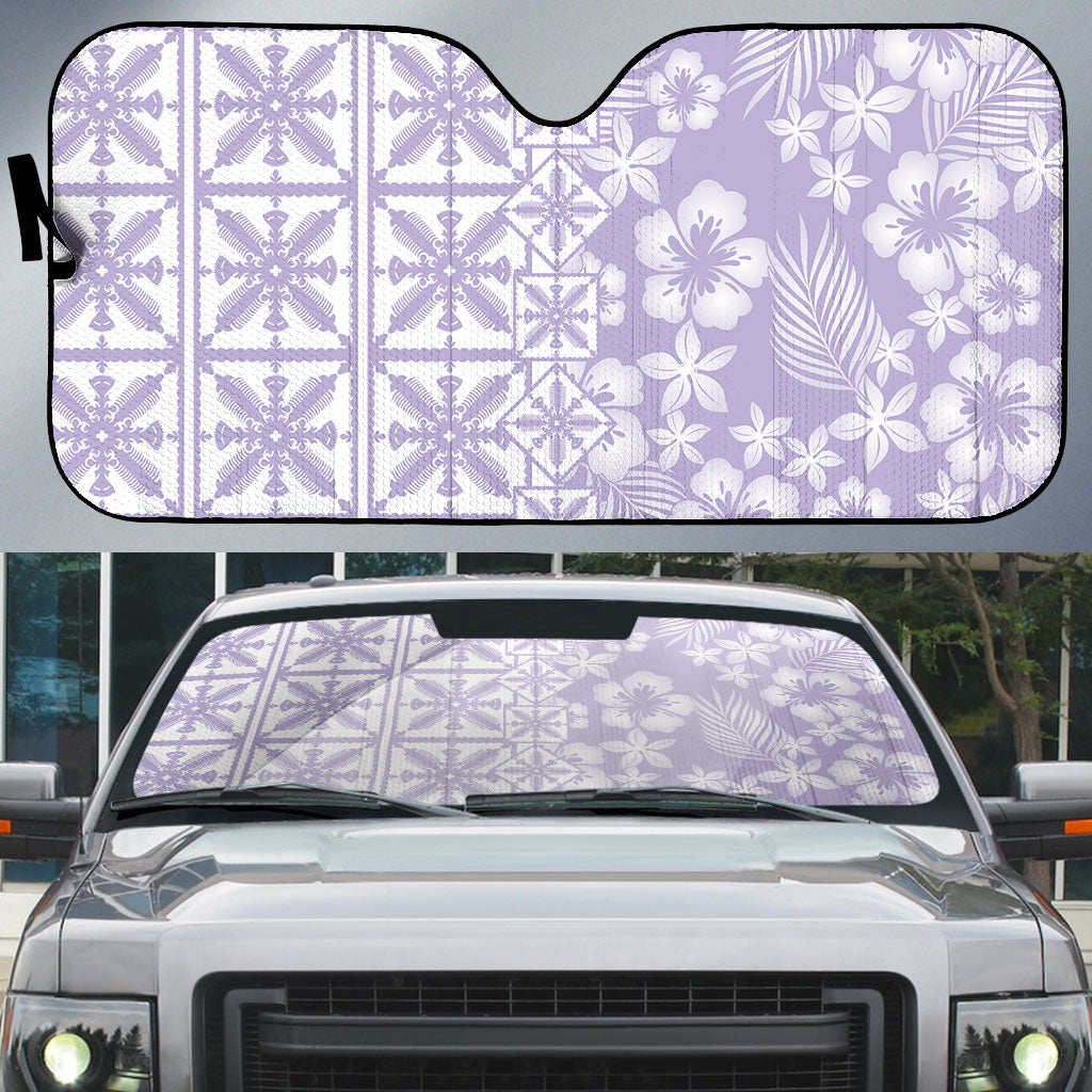 Pastel Purple Kahili Quilt Hawaii Auto Sun Shade Tropical Flower Seamless Half Style LT14 Purple - Polynesian Pride