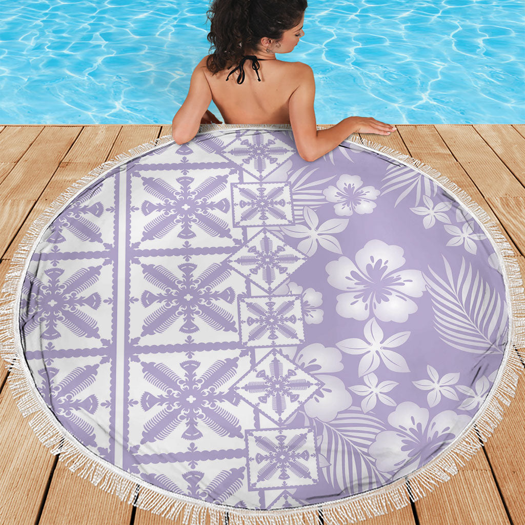 Pastel Purple Kahili Quilt Hawaii Beach Blanket Tropical Flower Seamless Half Style