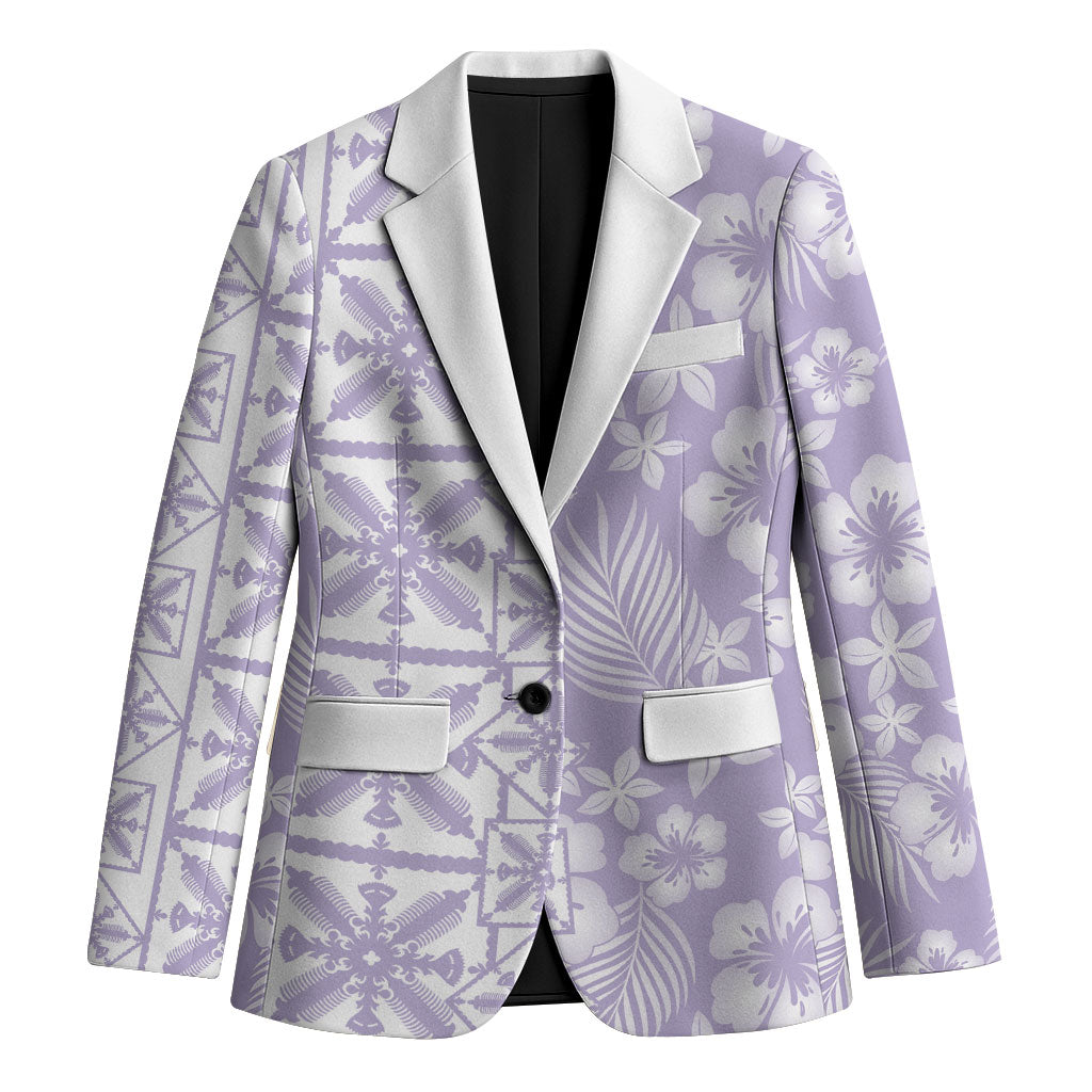 Pastel Purple Kahili Quilt Hawaii Blazer Tropical Flower Seamless Half Style
