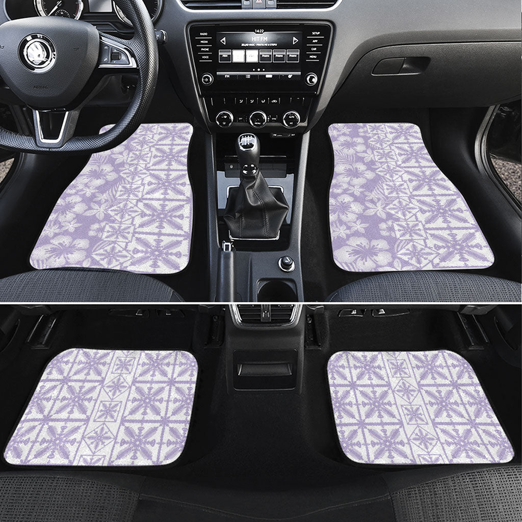 Pastel Purple Kahili Quilt Hawaii Car Mats Tropical Flower Seamless Half Style