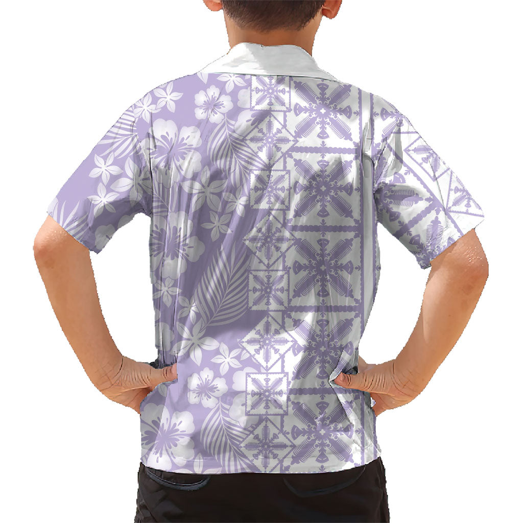 Pastel Purple Kahili Quilt Hawaii Family Matching Tank Maxi Dress and Hawaiian Shirt Tropical Flower Seamless Half Style