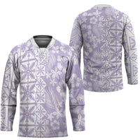 Pastel Purple Kahili Quilt Hawaii Hockey Jersey Tropical Flower Seamless Half Style