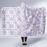 Pastel Purple Kahili Quilt Hawaii Hooded Blanket Tropical Flower Seamless Half Style