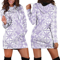 Pastel Purple Kahili Quilt Hawaii Hoodie Dress Tropical Flower Seamless Half Style